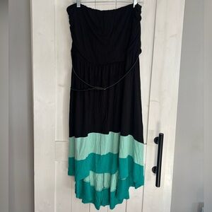 Forever 21 - Strapless Hi-Low Dress - Black/aTeal